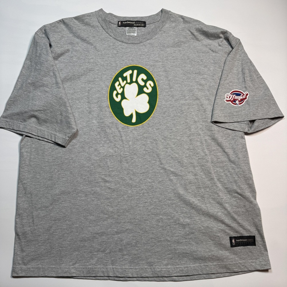 Boston Celtics Shirt Mens 2XL Gray NBA Basketball Reebok Hardwood Classics